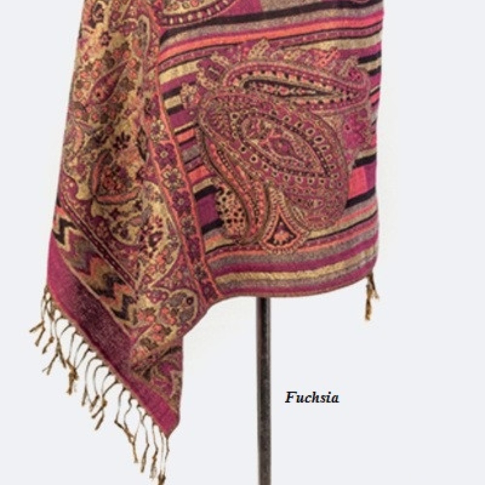 Paisley Pattern Pashmina Fringe Shawl Scarf Wrap - Picture 3 of 3